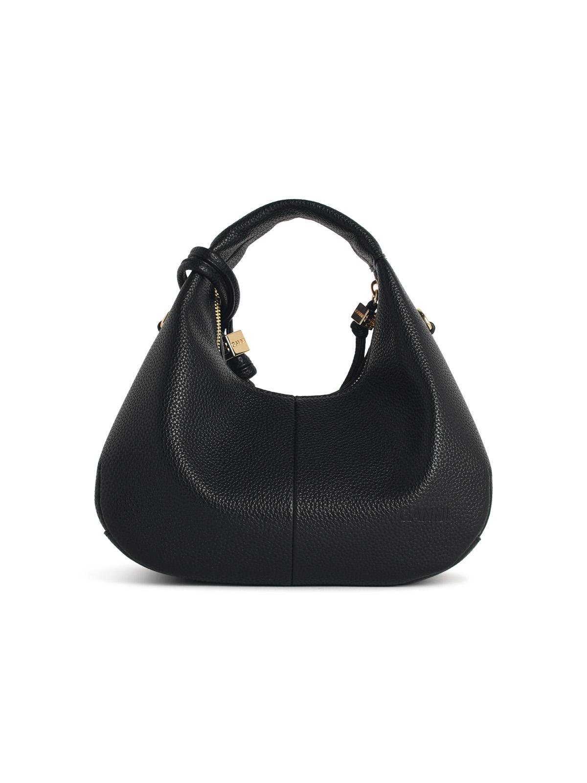 Ganni Black Eco Leather Mini Hobo Bag Women