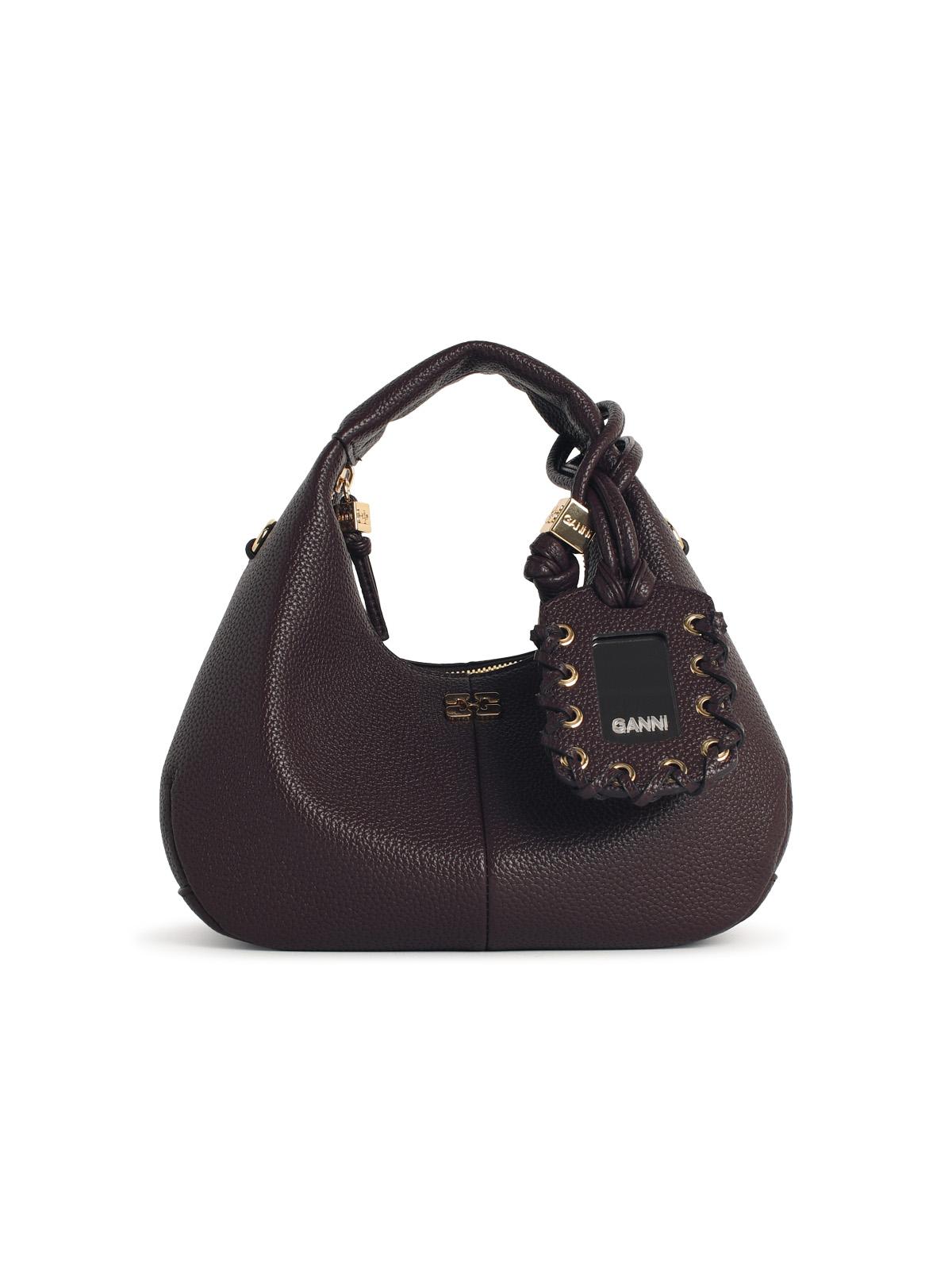 Ganni Brown Eco Leather Mini Hobo Bag Women