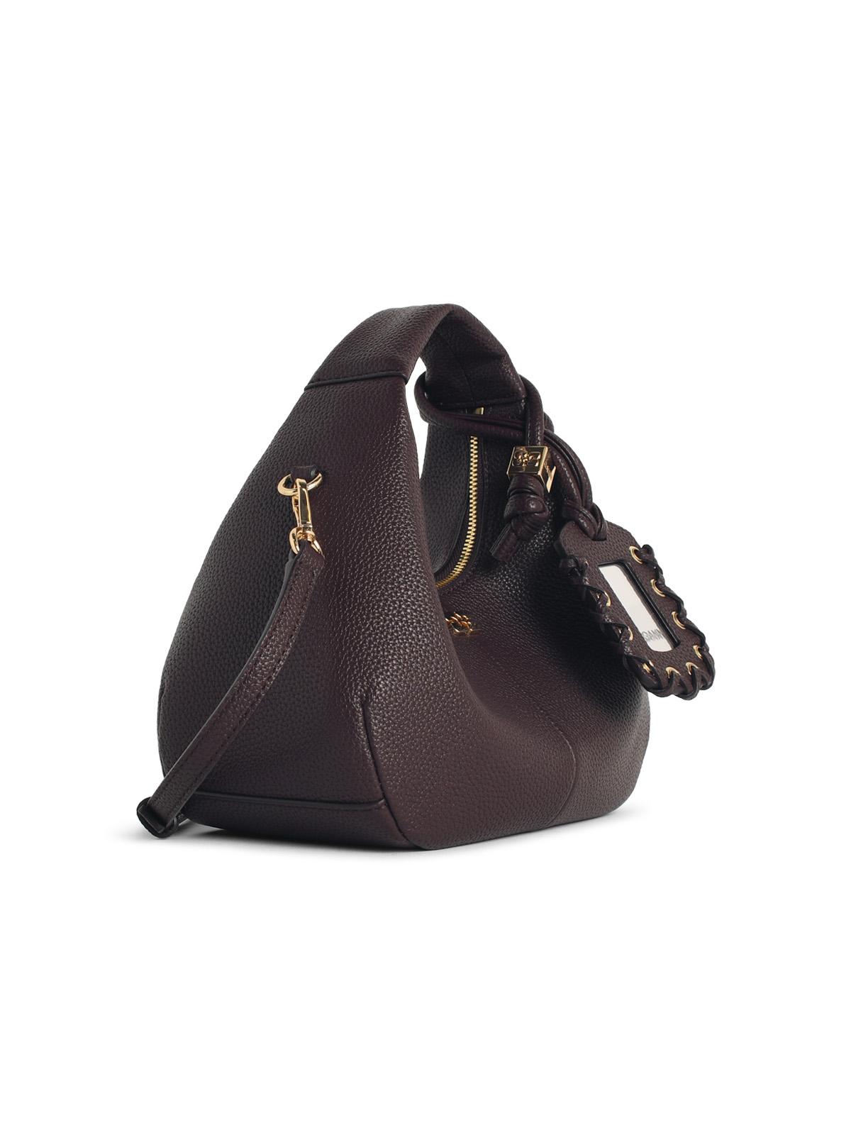 Ganni Brown Eco Leather Mini Hobo Bag Women
