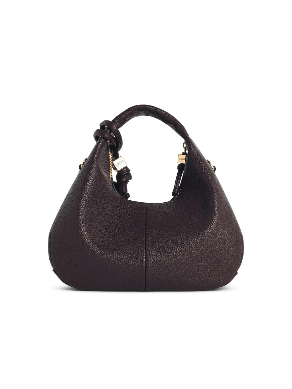 Ganni Brown Eco Leather Mini Hobo Bag Women
