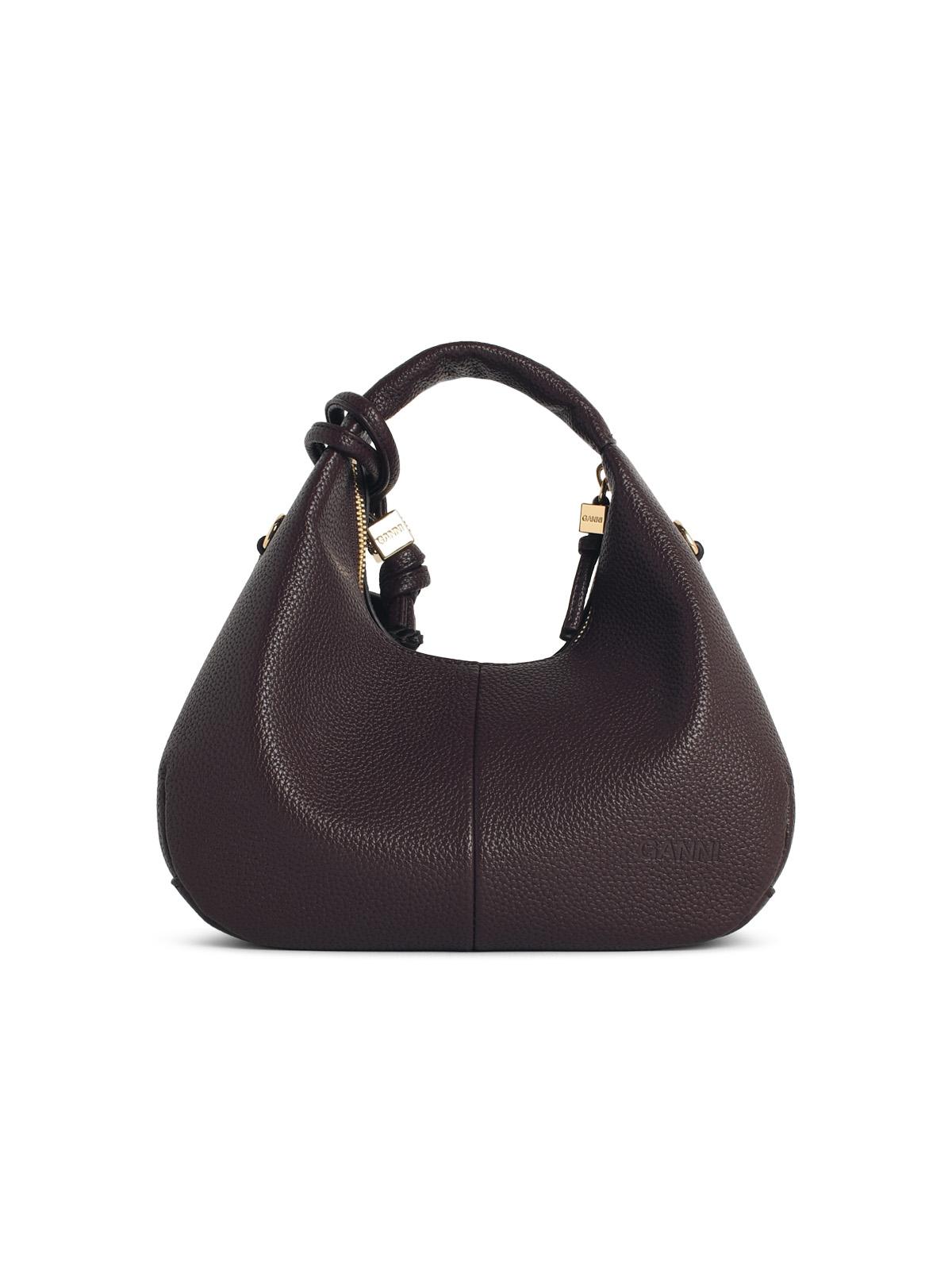 Ganni Brown Eco Leather Mini Hobo Bag Women