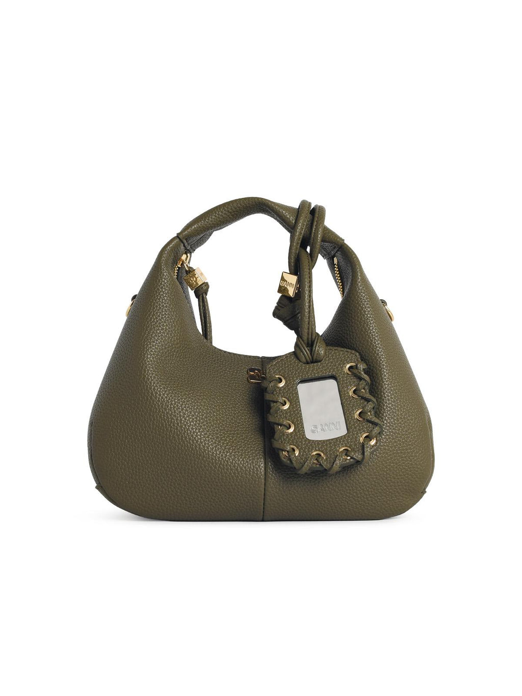 Ganni Green Eco Leather Mini Hobo Bag Women