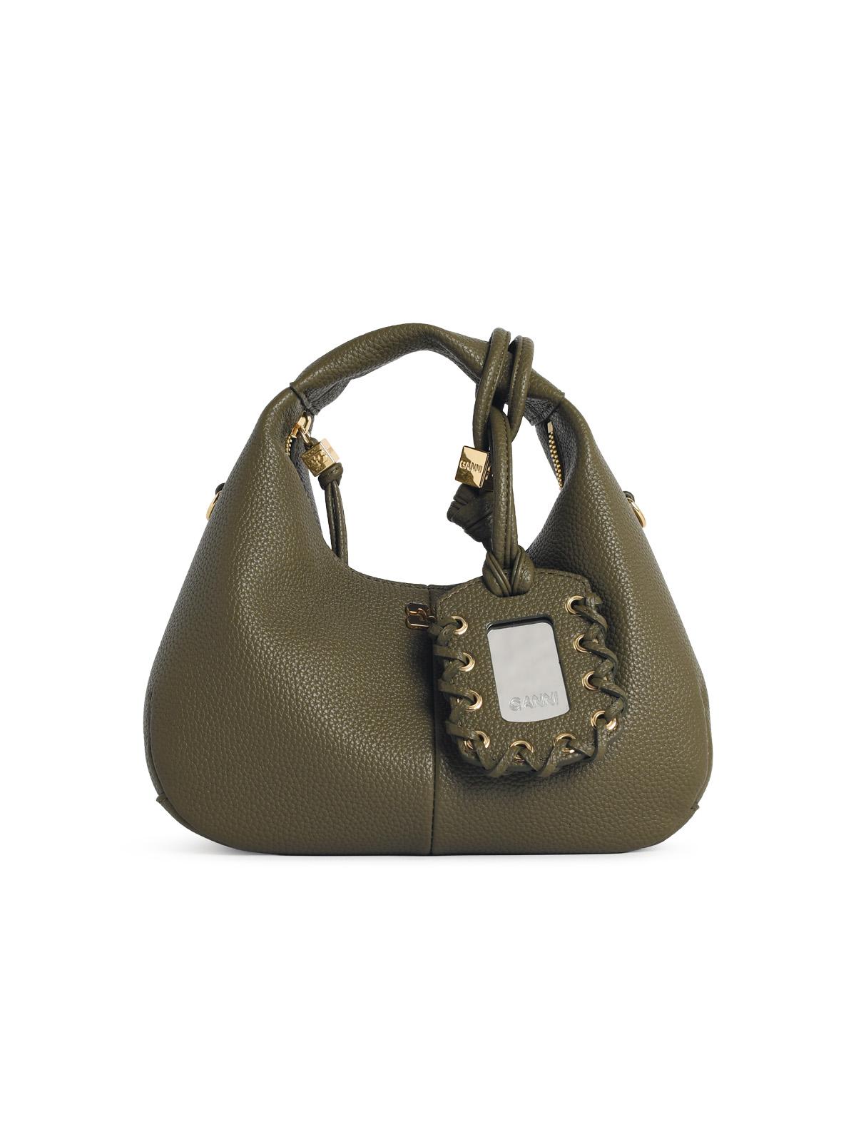 Ganni Green Eco Leather Mini Hobo Bag Women
