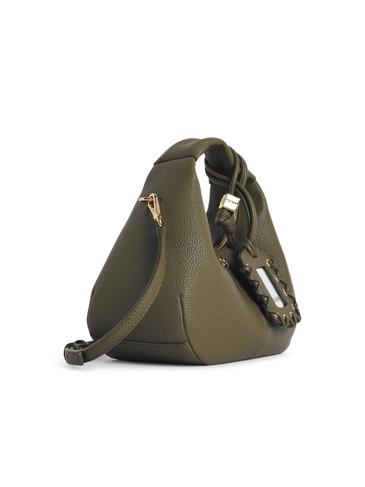 Ganni Green Eco Leather Mini Hobo Bag Women