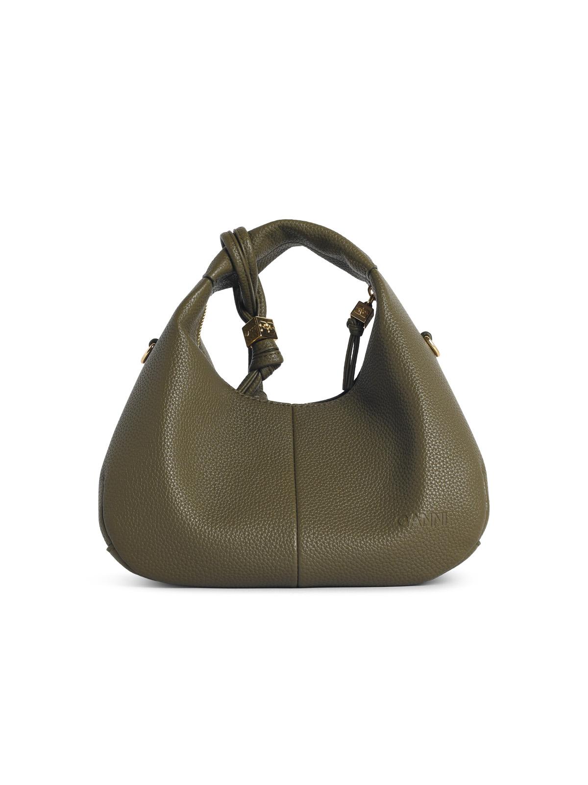 Ganni Green Eco Leather Mini Hobo Bag Women