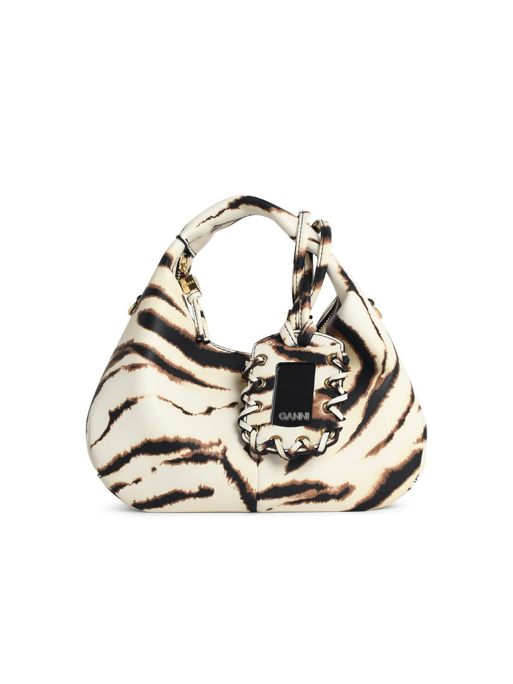 Ganni Zebra Eco Leather Mini Hobo Bag Women