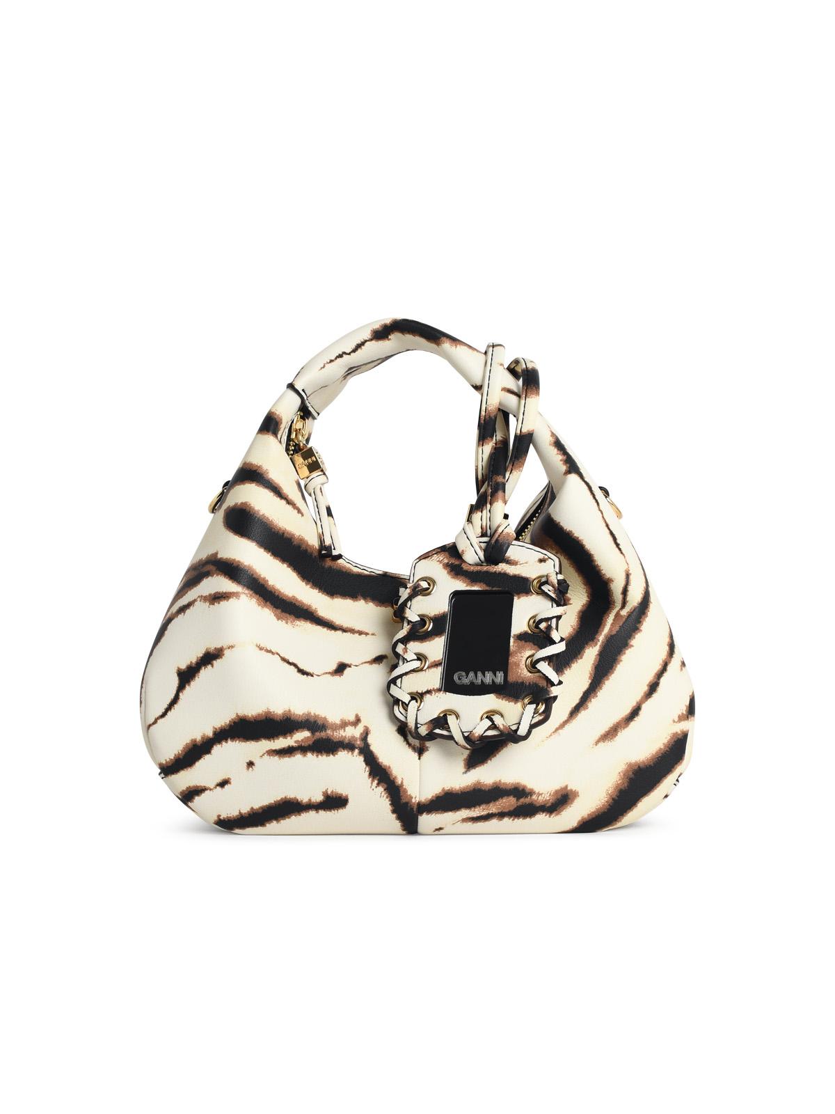 Ganni Zebra Eco Leather Mini Hobo Bag Women