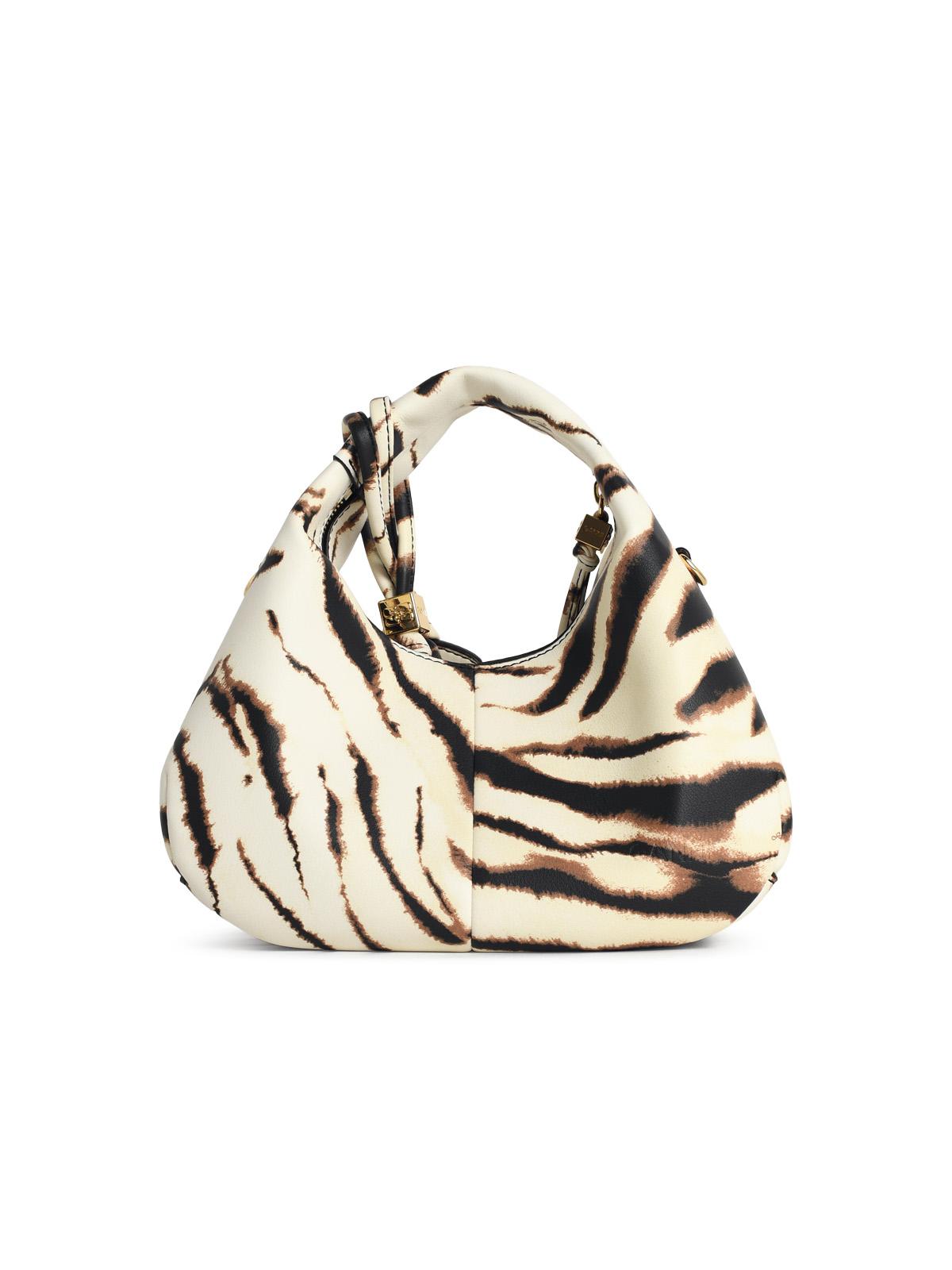 Ganni Zebra Eco Leather Mini Hobo Bag Women