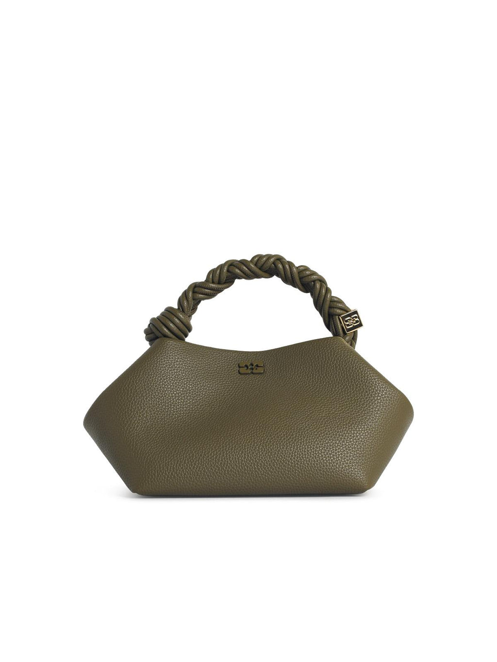 Ganni Small 'Bou' Green Hammered Leather Bag Women