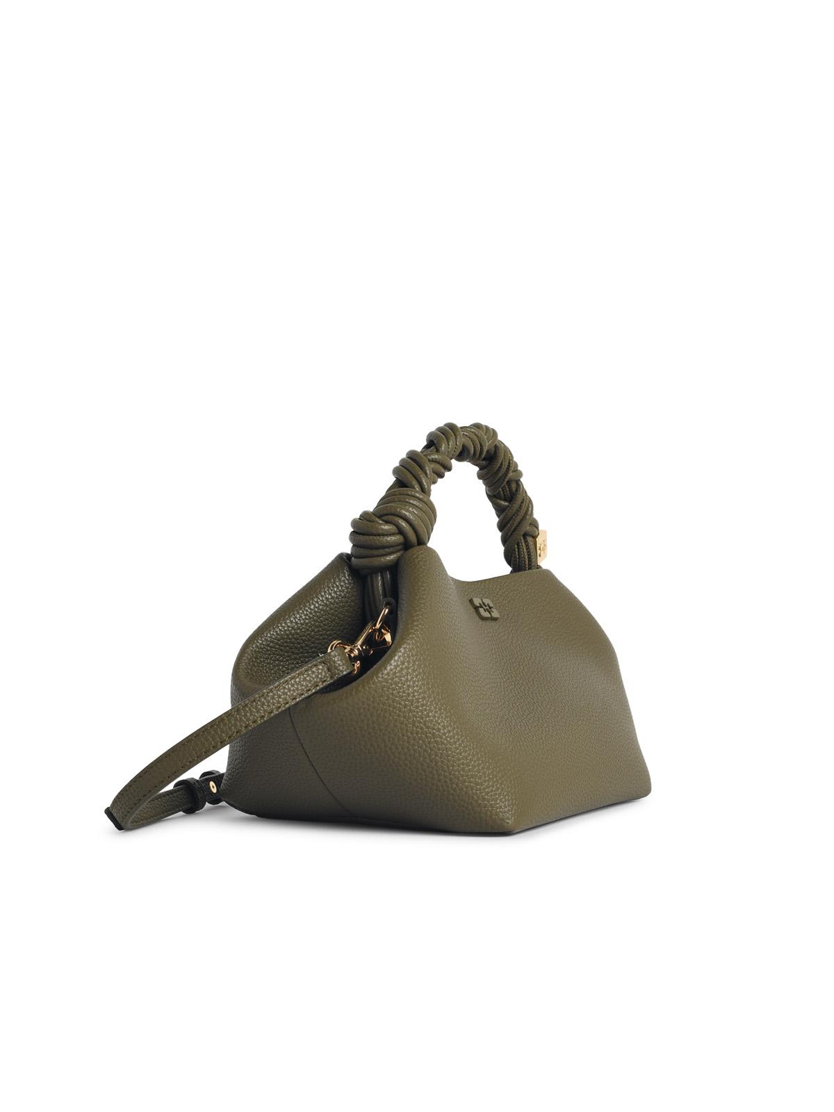 Ganni Small 'Bou' Green Hammered Leather Bag Women