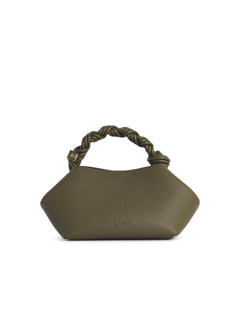 Ganni Small 'Bou' Green Hammered Leather Bag Women