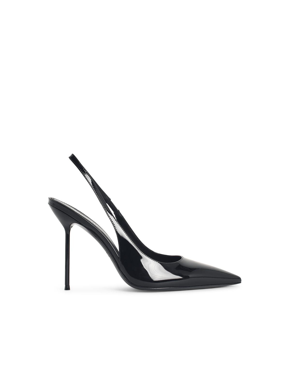 Paris Texas 'Lidia' Black Leather Slingbacks Women