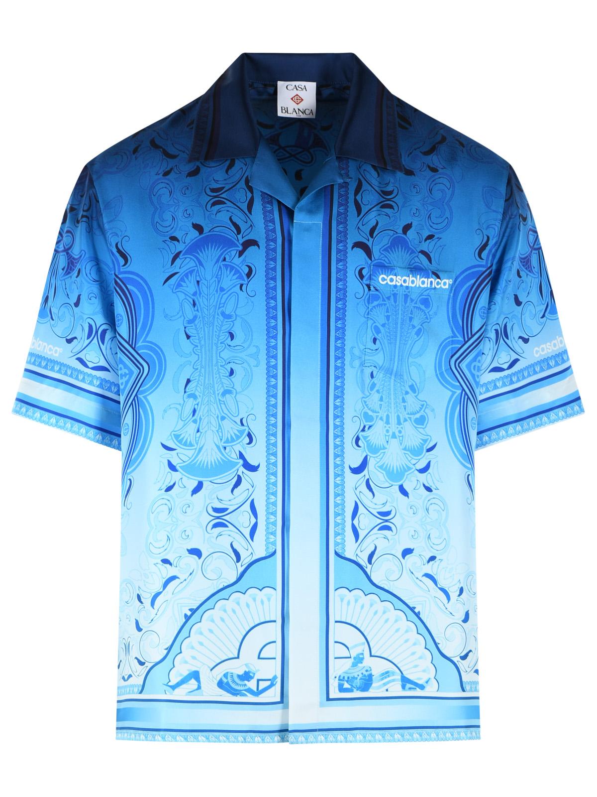Casablanca 'Egyption Rug' Light Blue Silk Shirt Men