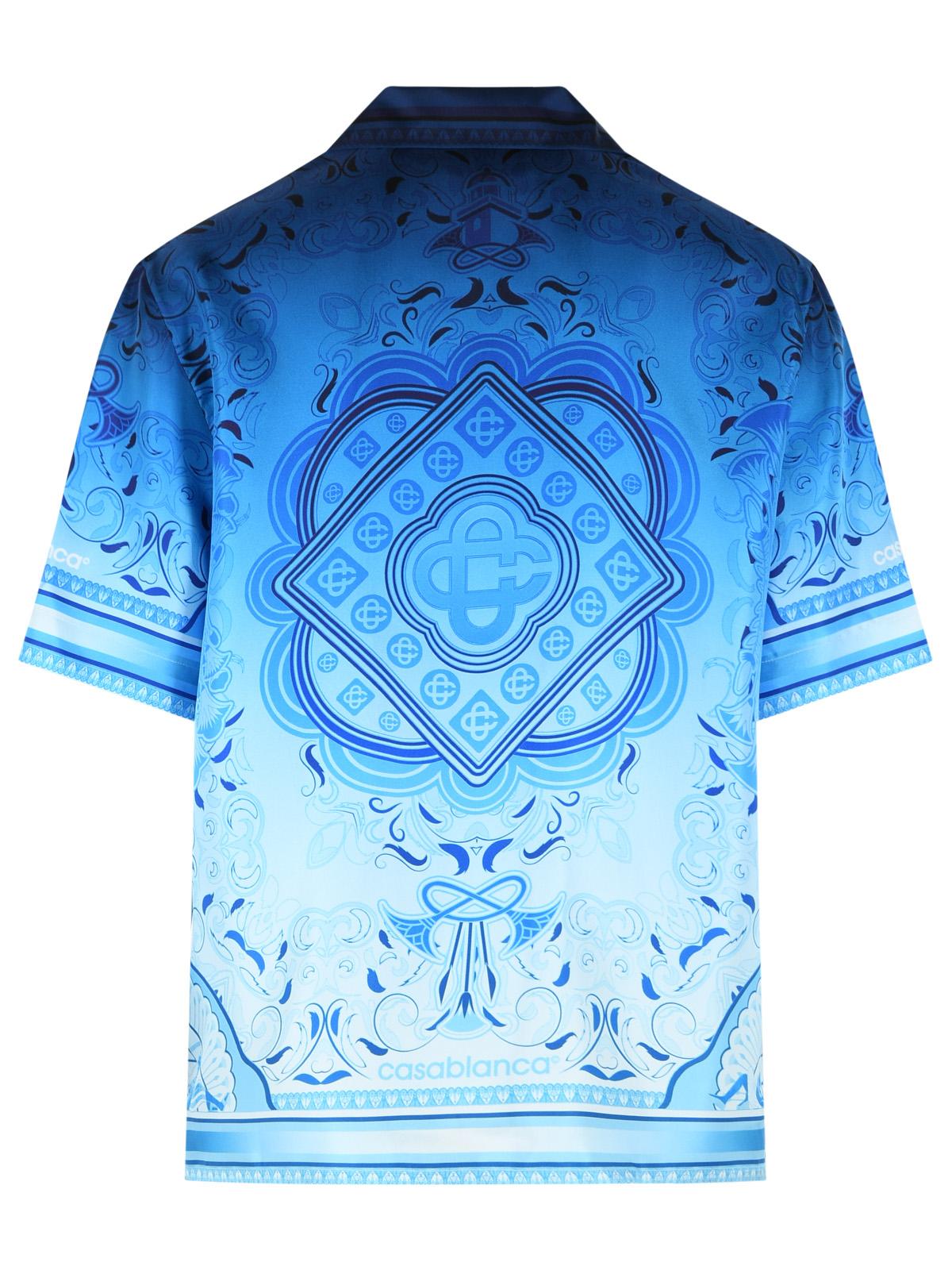 Casablanca 'Egyption Rug' Light Blue Silk Shirt Men