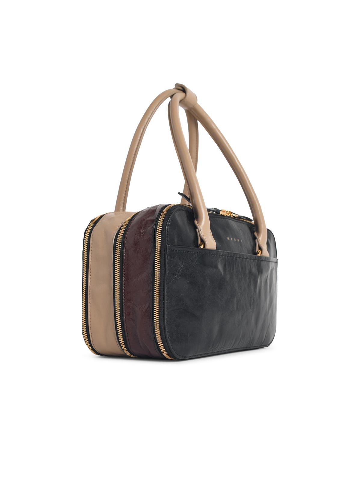 Marni Small 'Boxyne' Bag In Black Brown And Taupe Leather Women