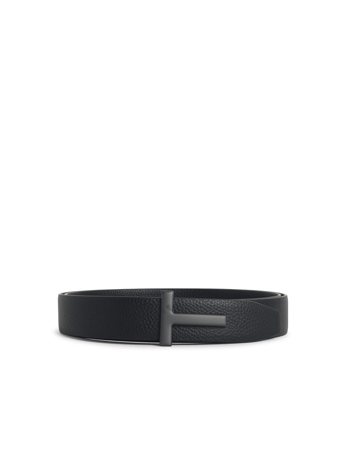 Tom Ford 'T Icon' Black Leather Belt Men
