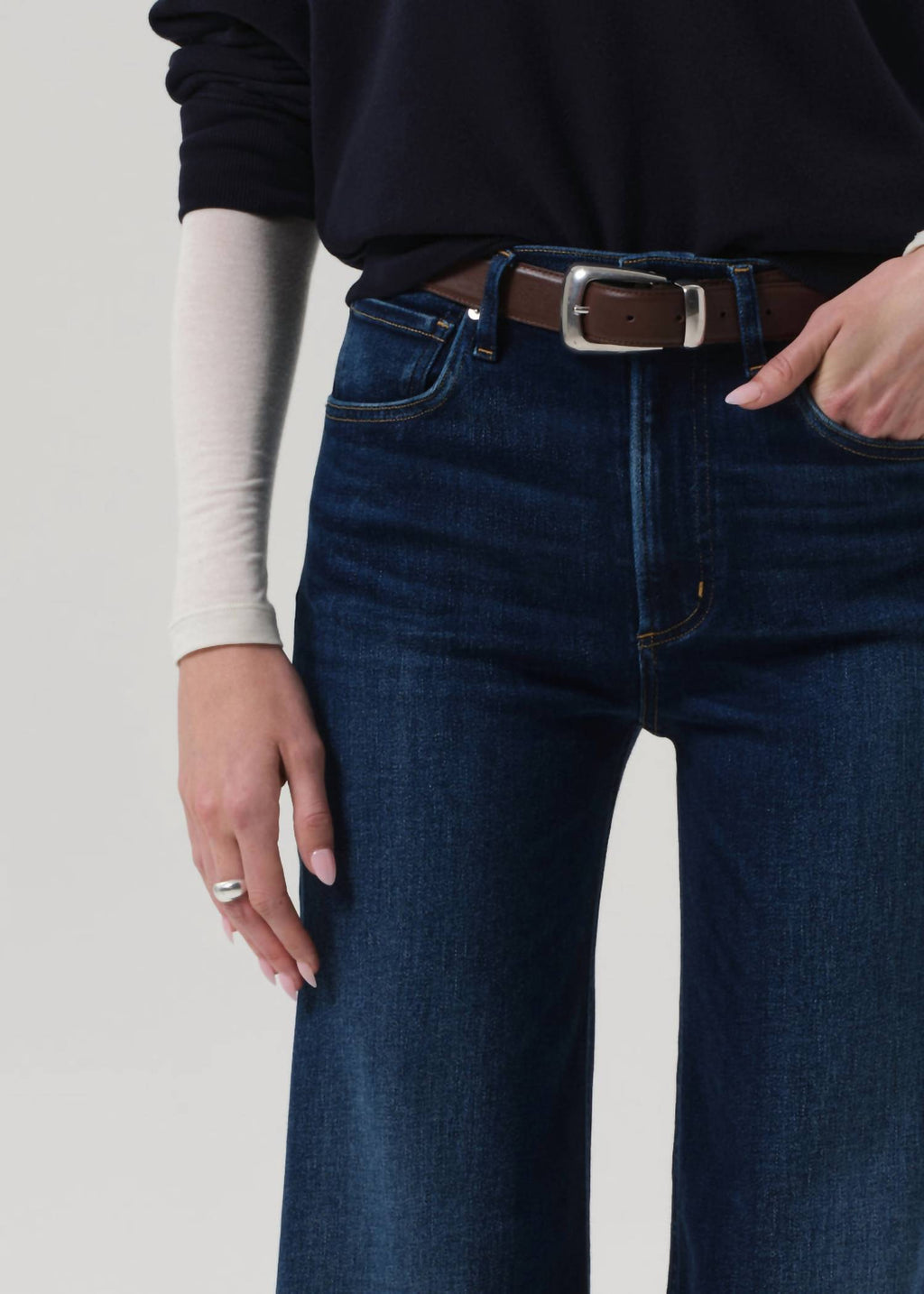 Lyra Long Wide Jean In Dark Indigo