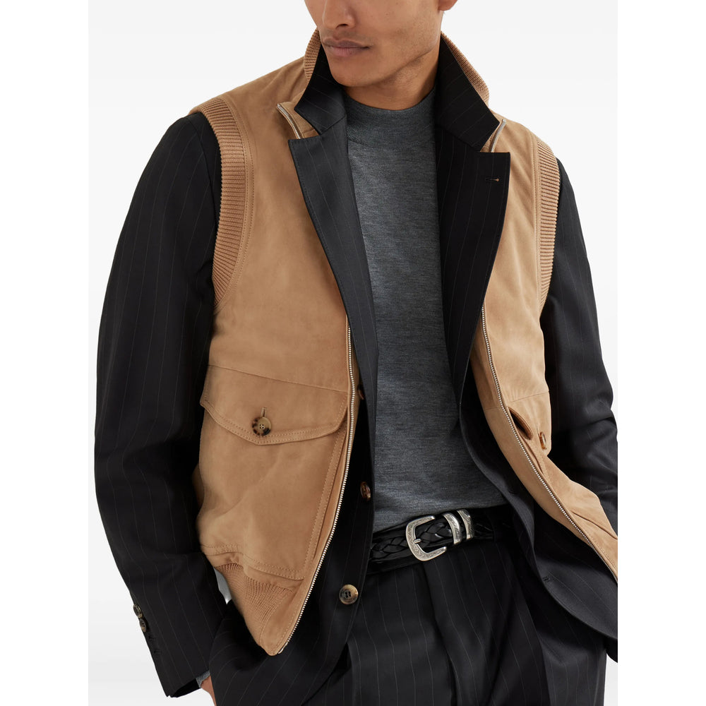 Brunello Cucinelli Neutrals Jackets - Waistcoats & Gilets Men