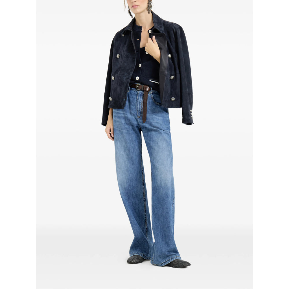Brunello Cucinelli Blue Jackets - Leather Jackets Women