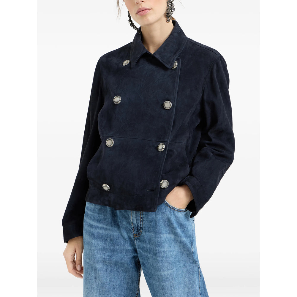 Brunello Cucinelli Blue Jackets - Leather Jackets Women