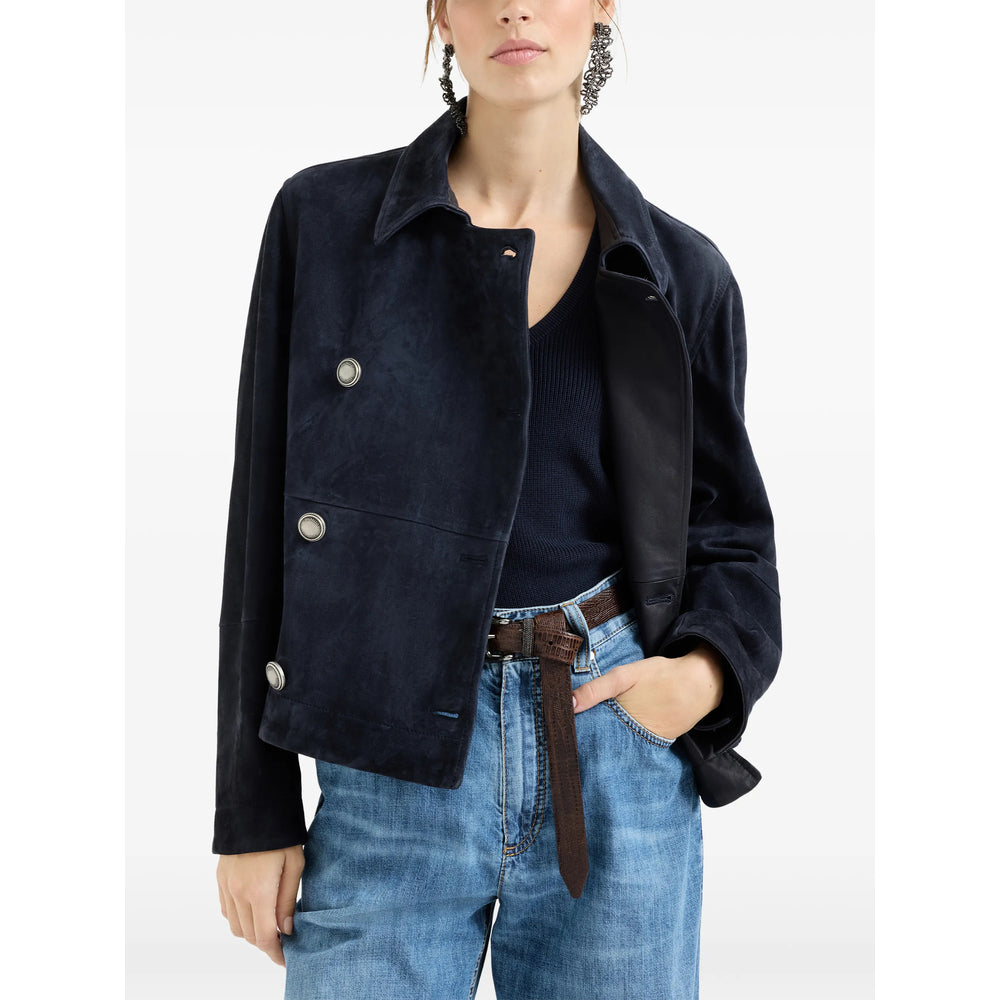 Brunello Cucinelli Blue Jackets - Leather Jackets Women