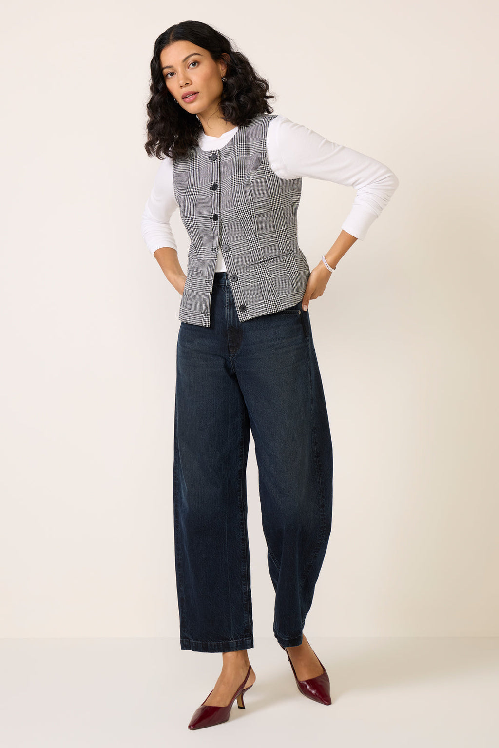 Women's Caroline Plaid Ponte Vest