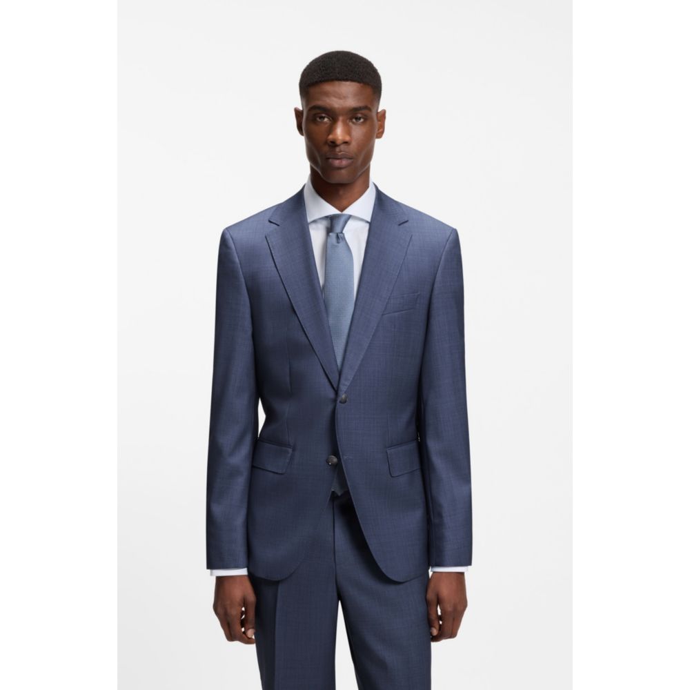 Two-piece regular-fit suit in virgin wool and silk
