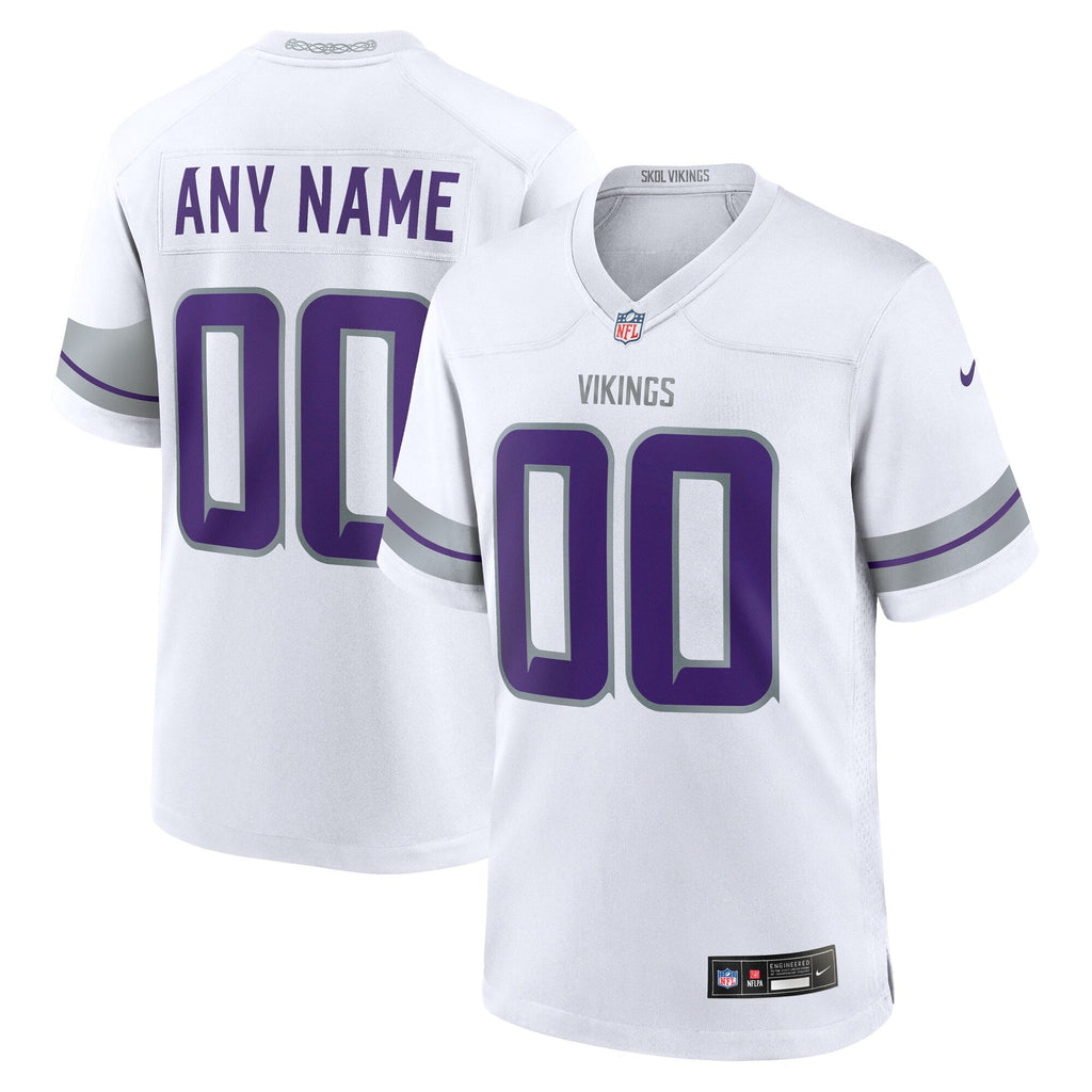 Minnesota Vikings White Alternate Custom Game Jersey