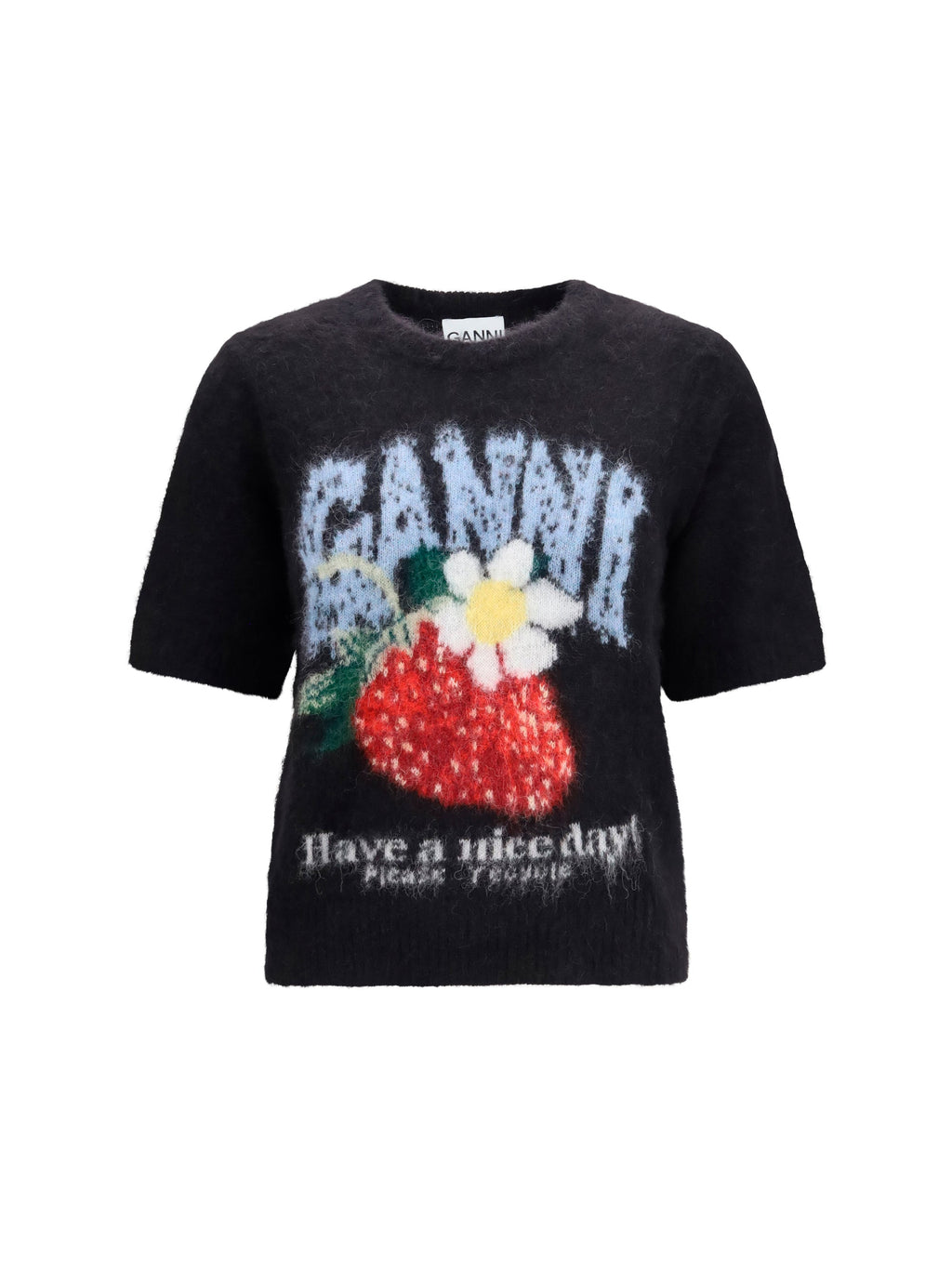 Ganni Women Alpaca And Wool-Blend T-Shirt