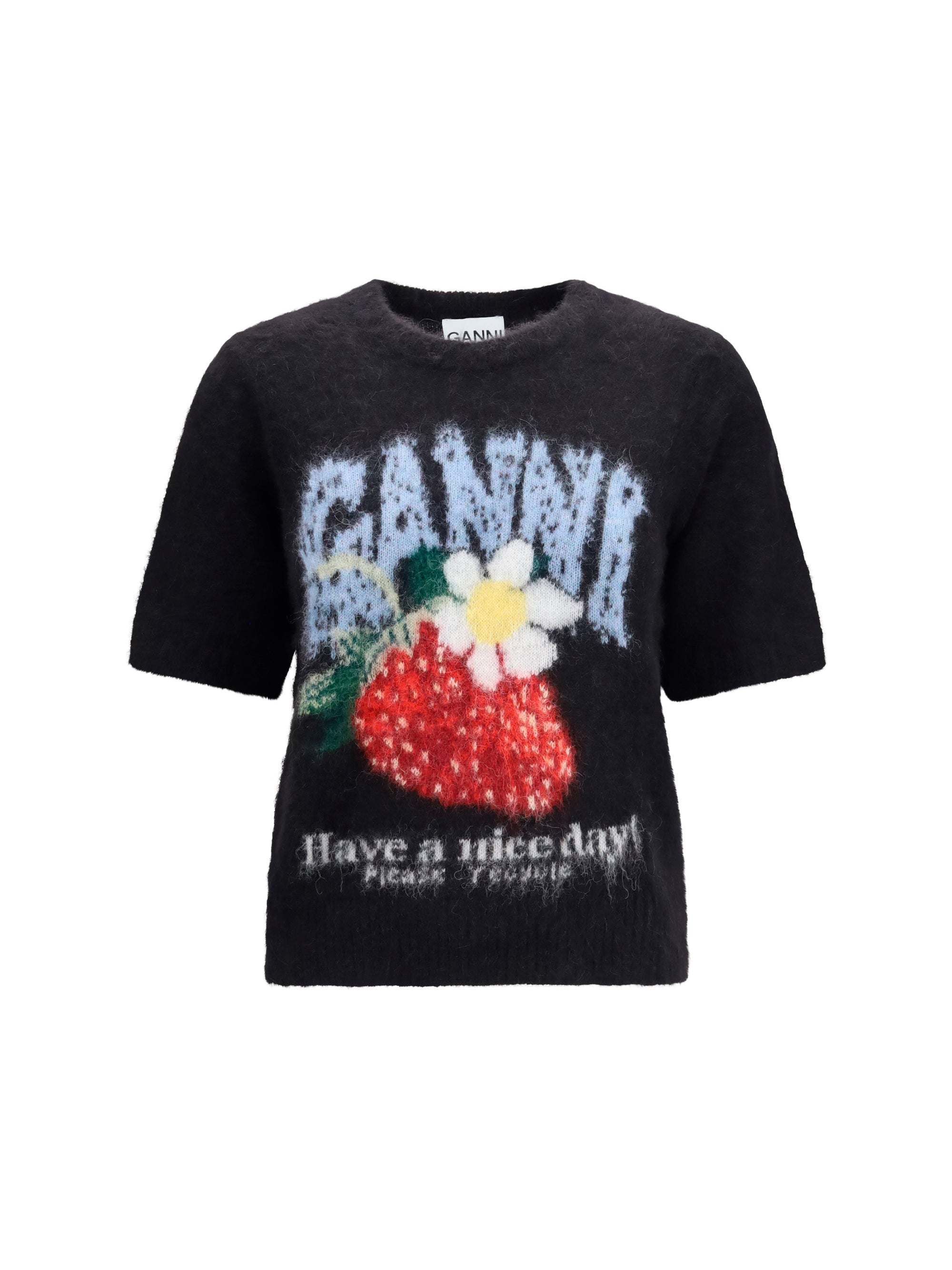 Ganni Women Alpaca And Wool-Blend T-Shirt