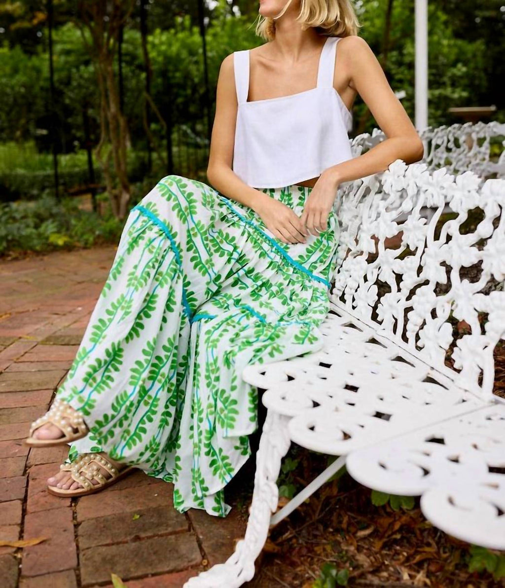 Triple Tiered Maxi Skirt In Palm Leaf