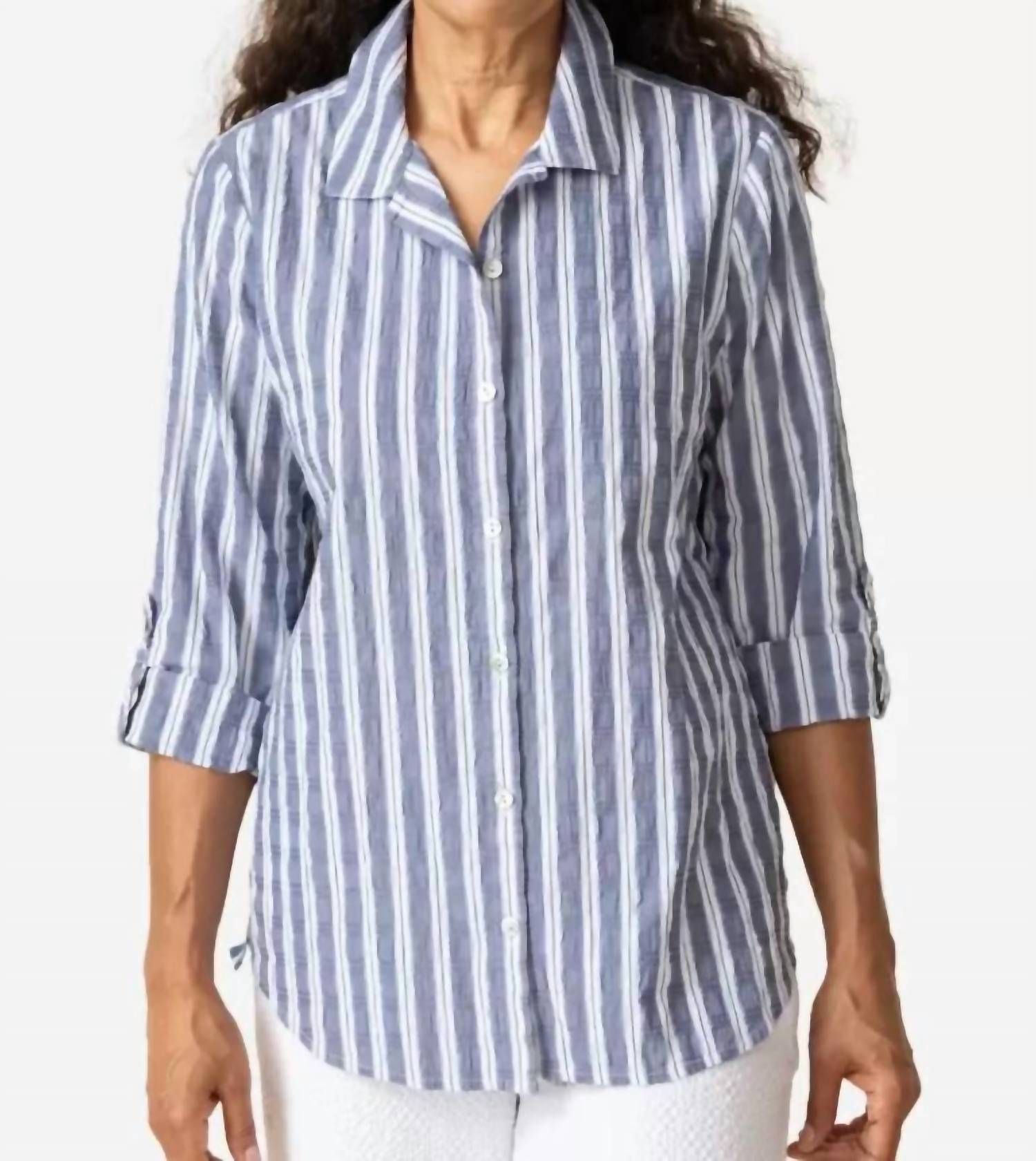 Palm Beach Strap Ribbon Trim Tunic In Indigo