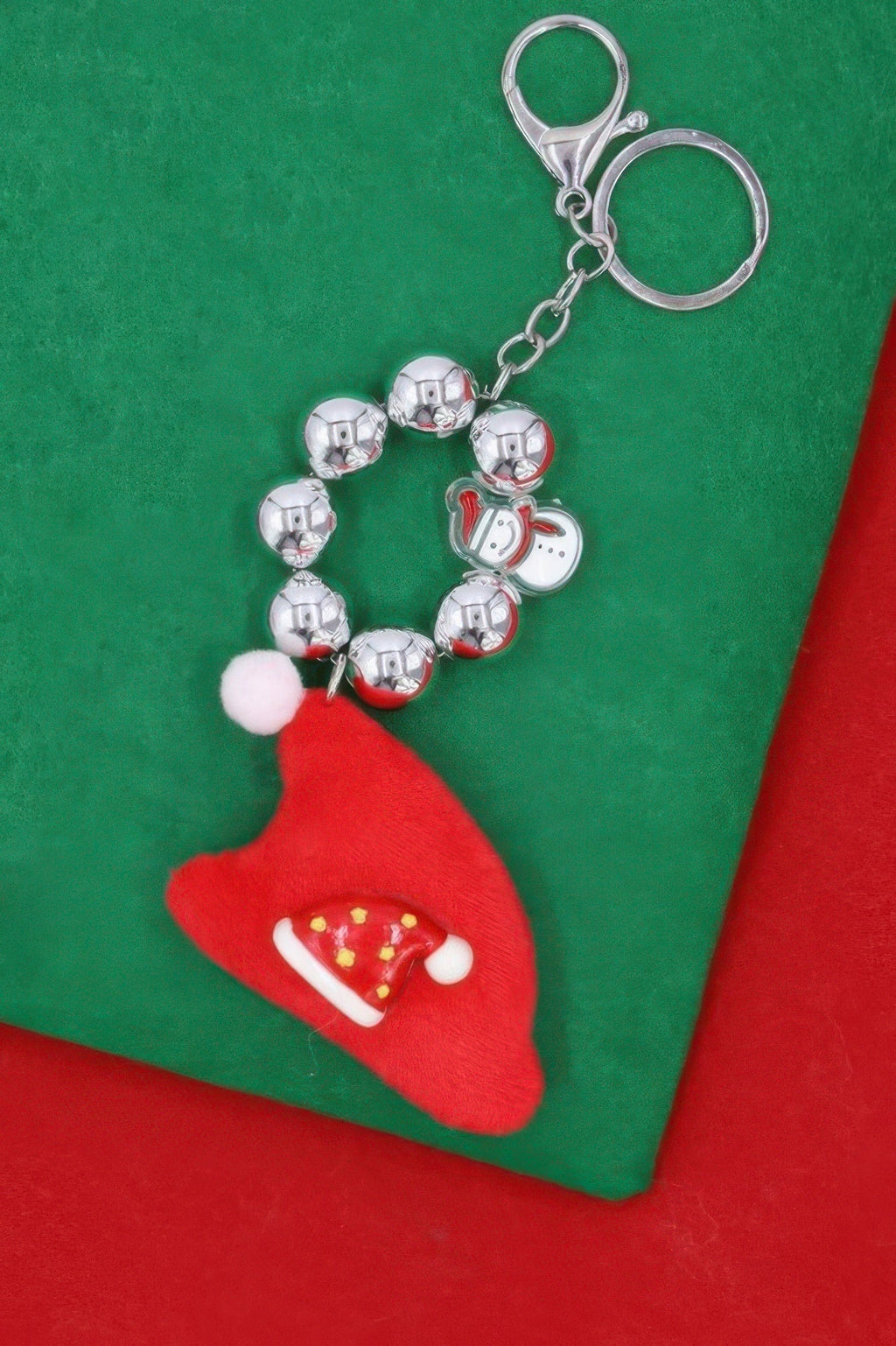 Jingle Bell Santa Hat Christmas Keychain Ornament