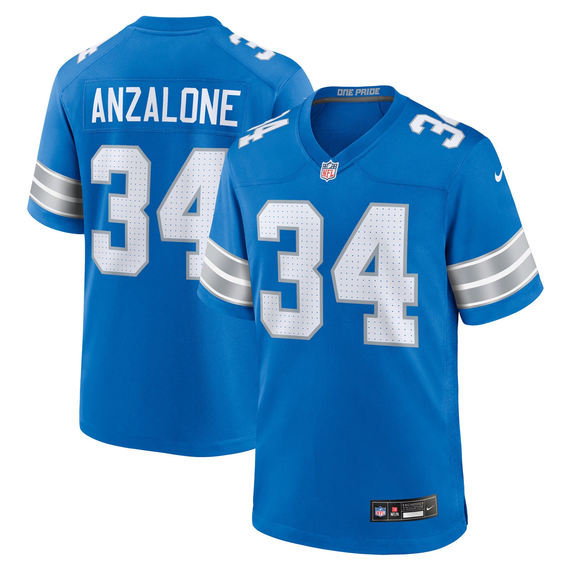 Detroit Lions Alex Anzalone Blue Game Jersey