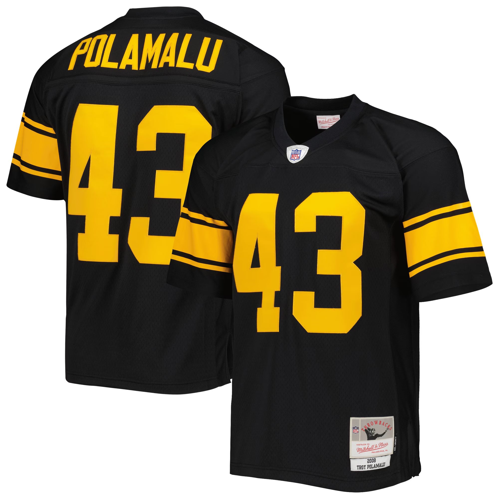 Pittsburgh Steelers Troy Polamalu Mitchell & Ness Black Legacy Replica Jersey