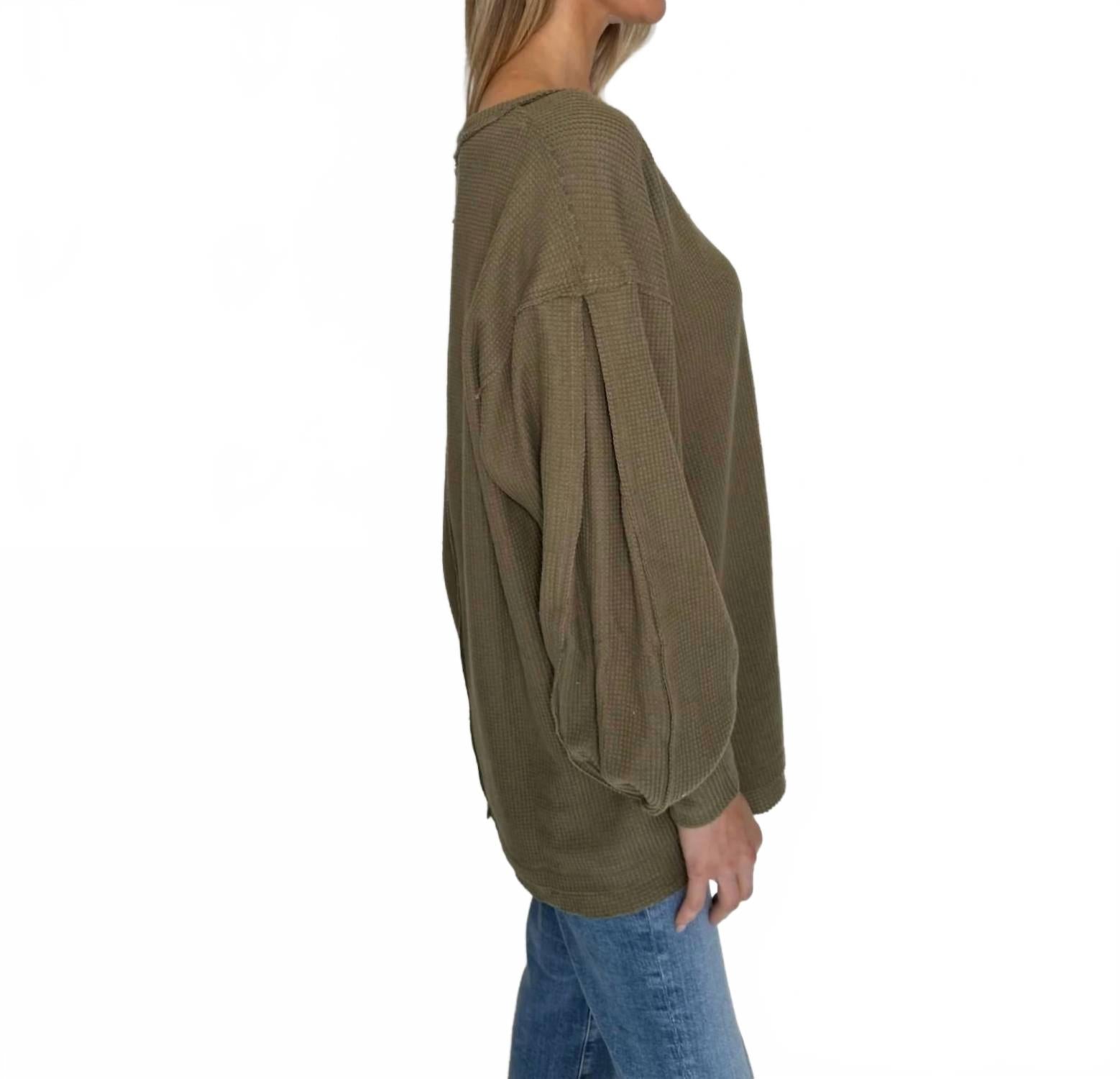 Coast 2 Coast Thermal Top In Gothic Olive Cross