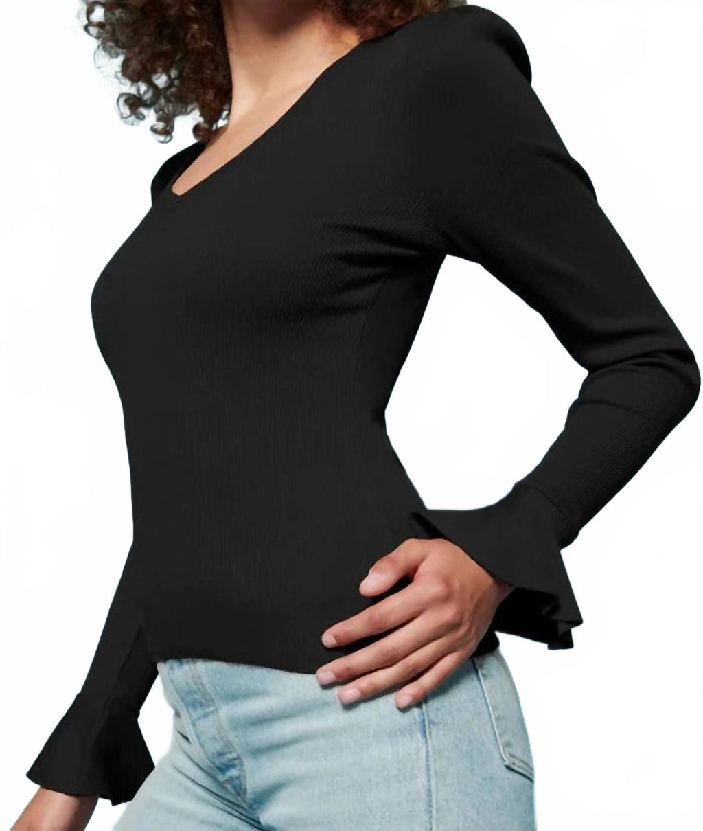 Silvia Long Sleeve Tee In Jet Black