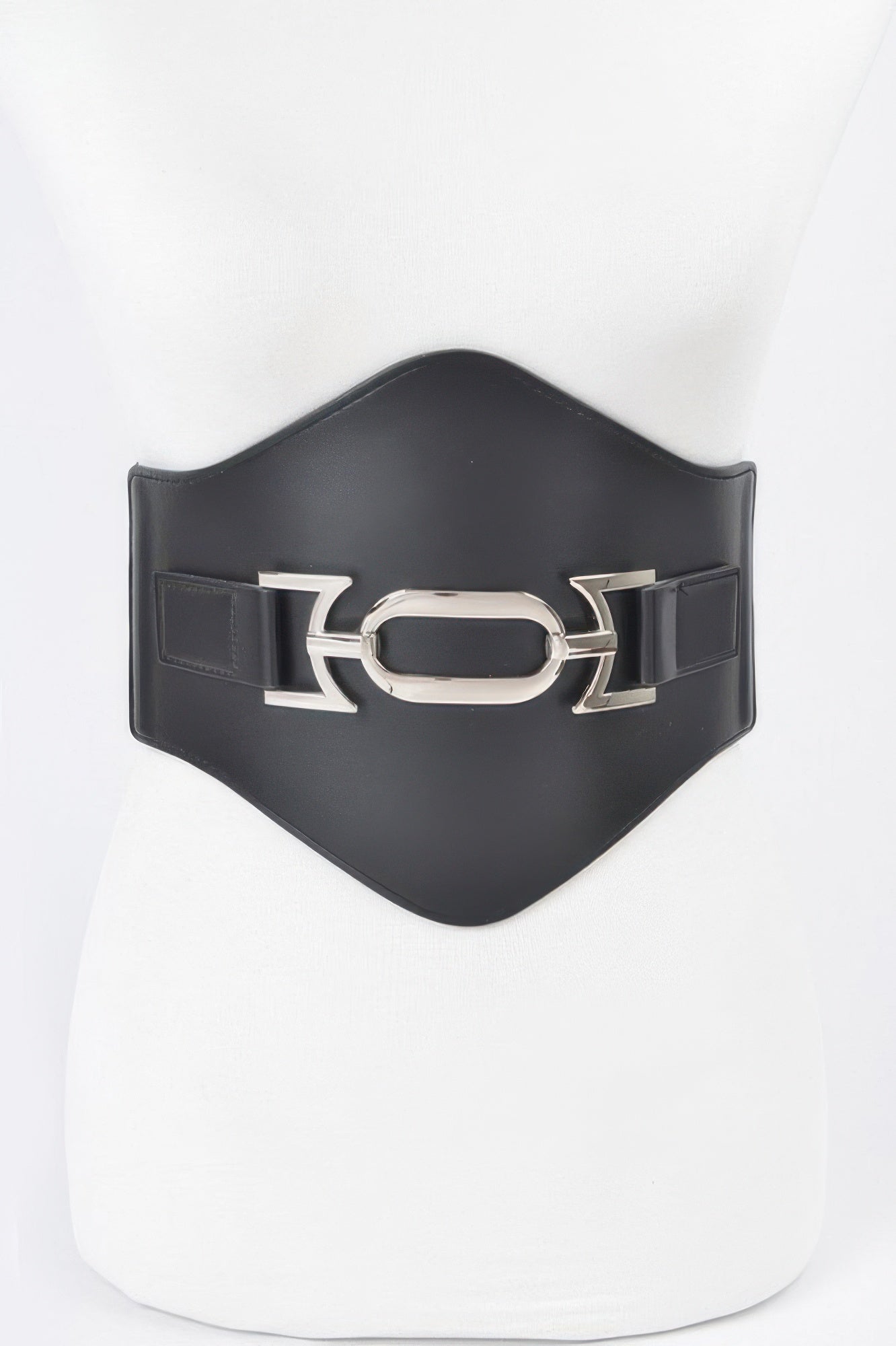 Faux Leather Wide Elastic Belt
