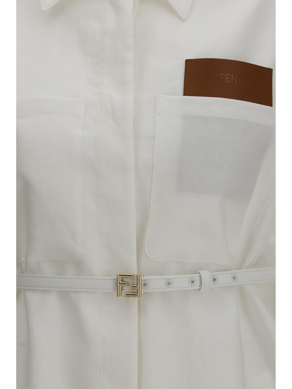 Fendi Women Linen And Cotton Belted Jacket