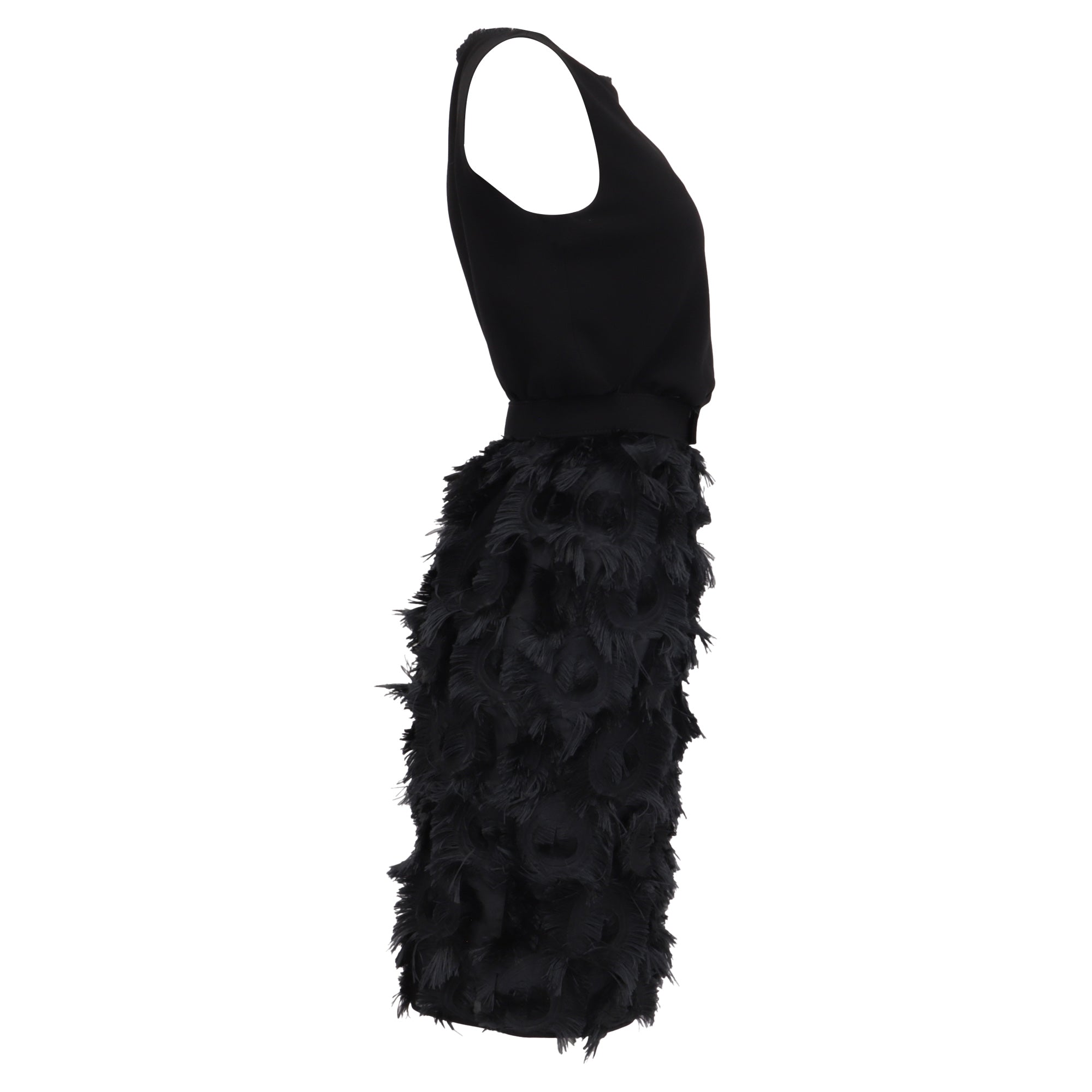 Max Mara Nastro Belted Chiffon Dress in Black Triacetate