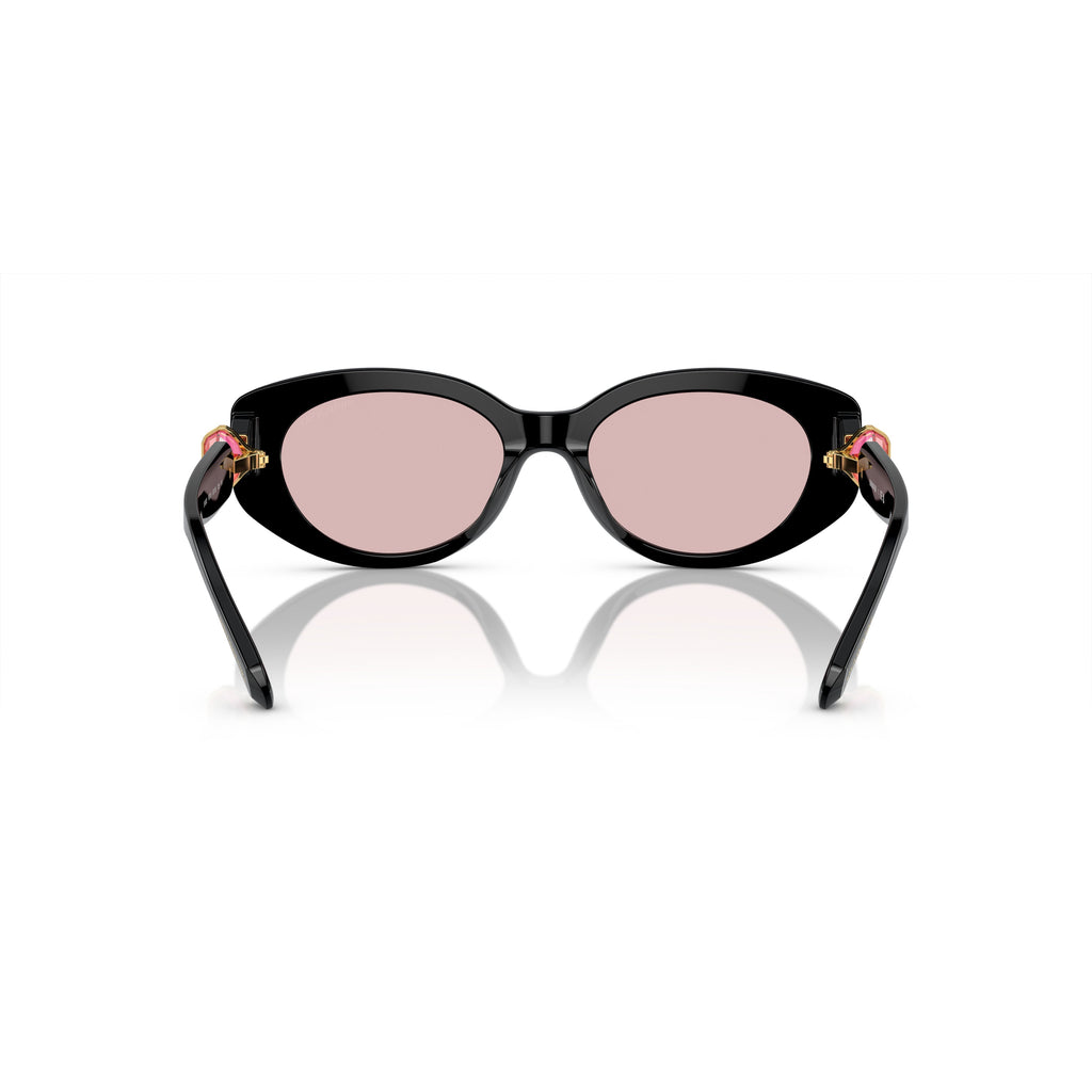 0Sk6002 Oversized Black Acetate Sunglasses with Pink Crystal Accents