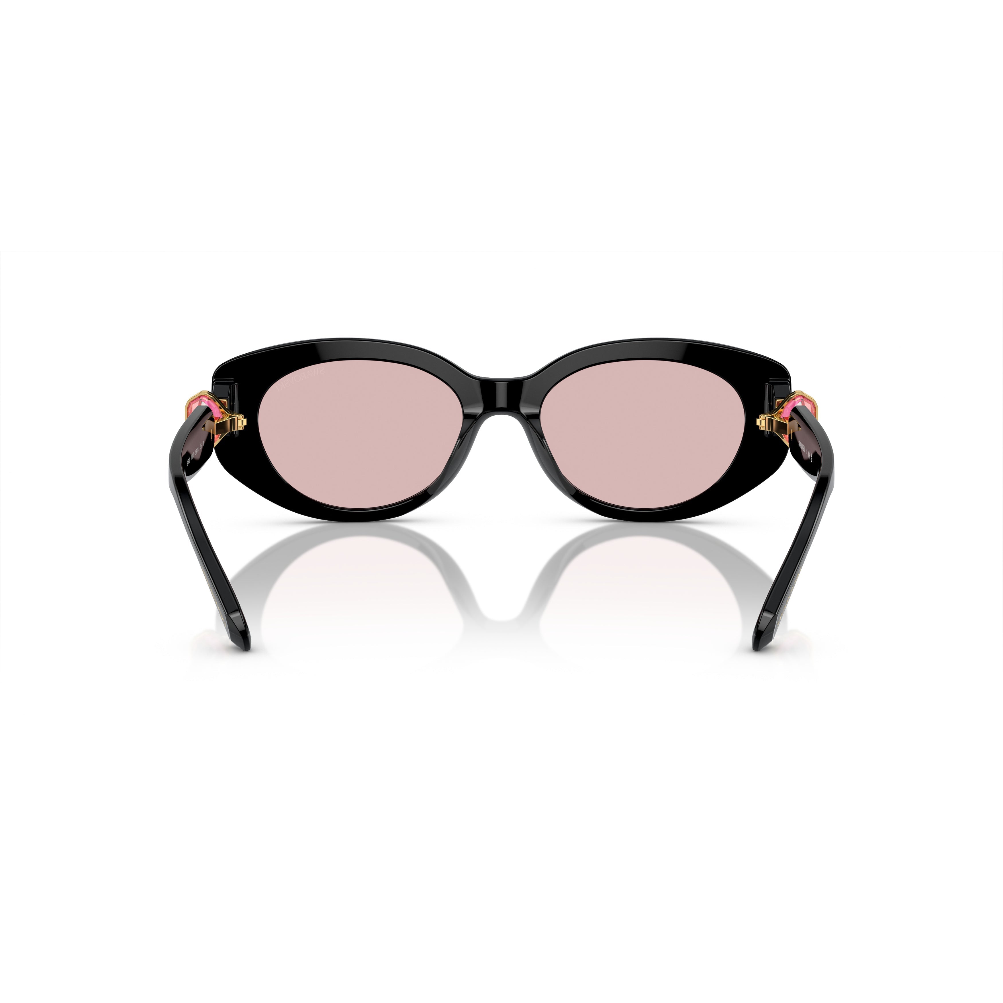 0Sk6002 Oversized Black Acetate Sunglasses with Pink Crystal Accents