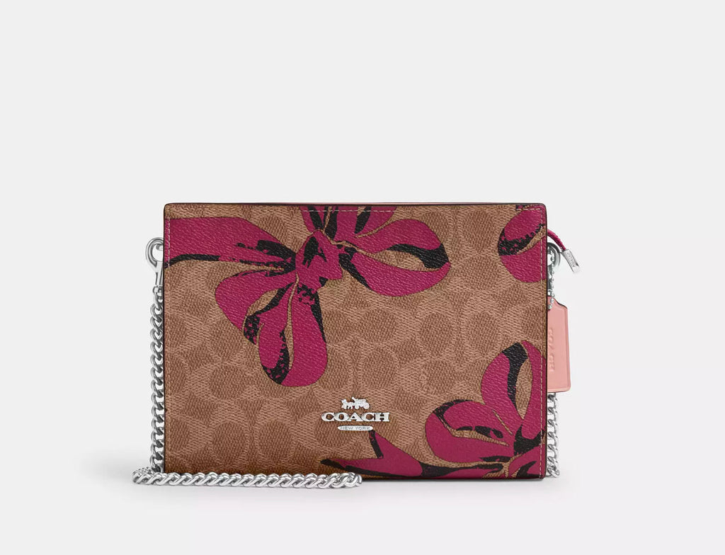 NWT Coach Slim Crossbody Bag In Signature Canvas With Bow Print