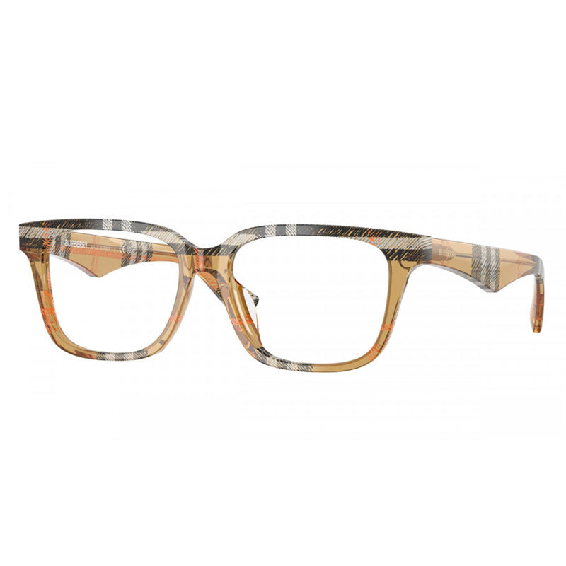Burberry Eyeglasses Square Full Rim, Check Sand Frame And Clear Demo Lenses Lens Be2425D4146