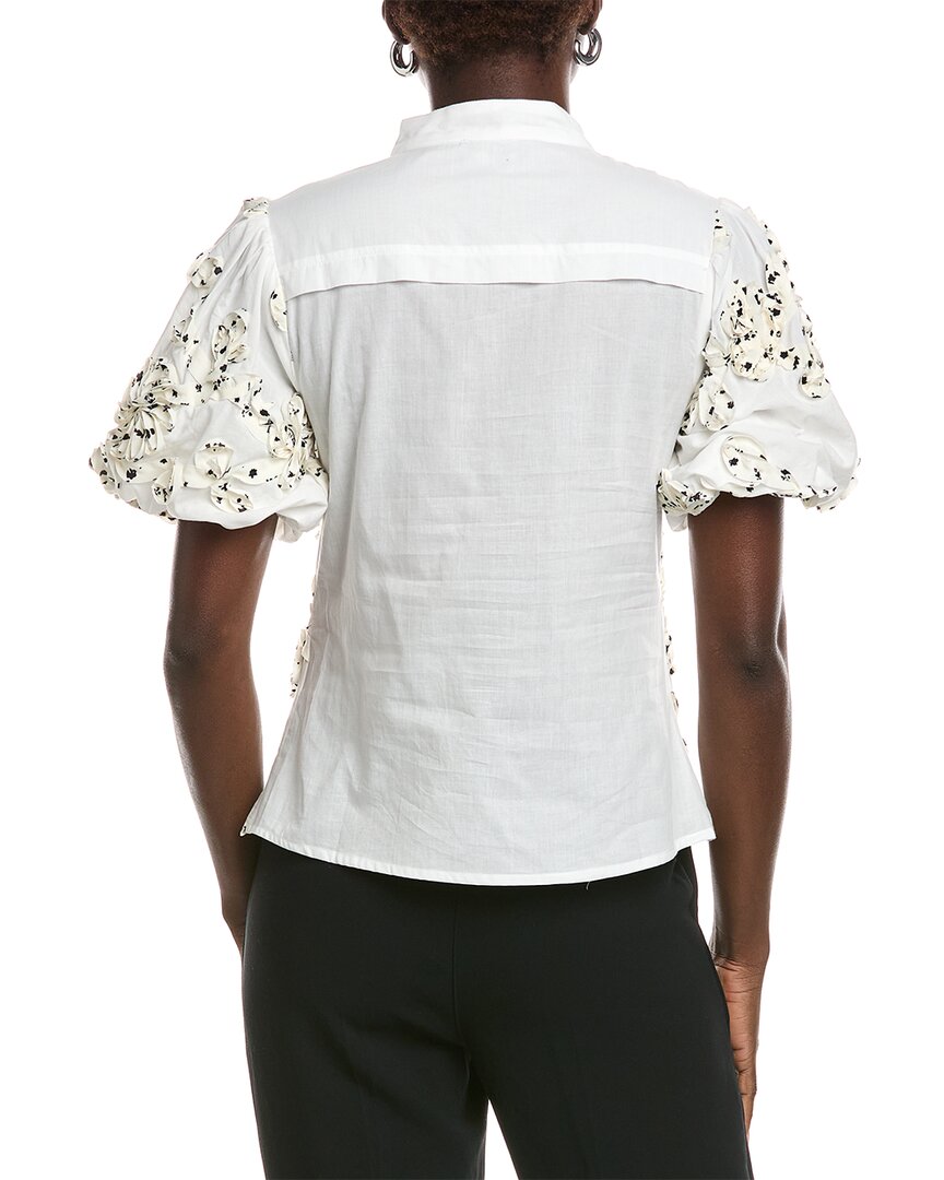Gracia Front Body Floral Fabric Work Collar Top