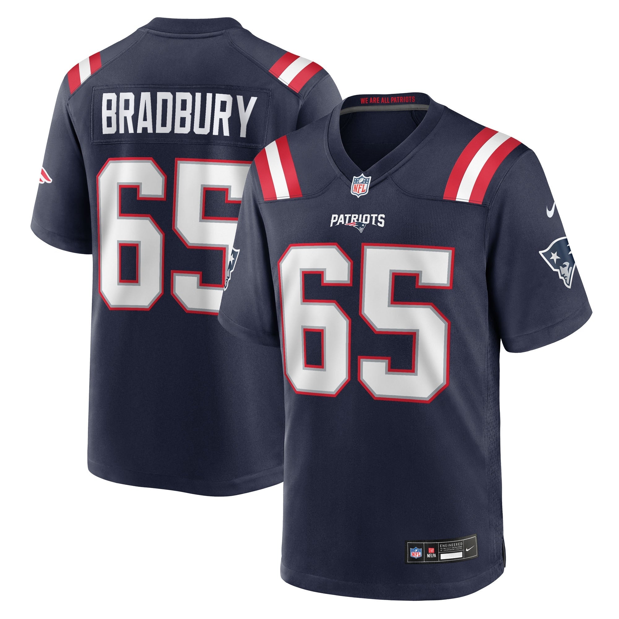 New England Patriots Garrett Bradbury Navy Team Game Jersey