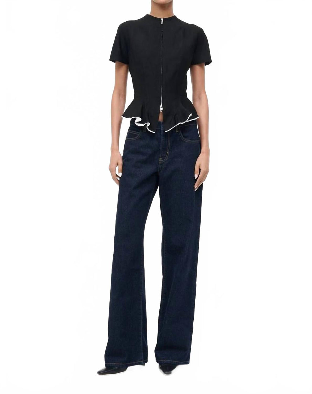 Maelle Silk Wool Top In Black