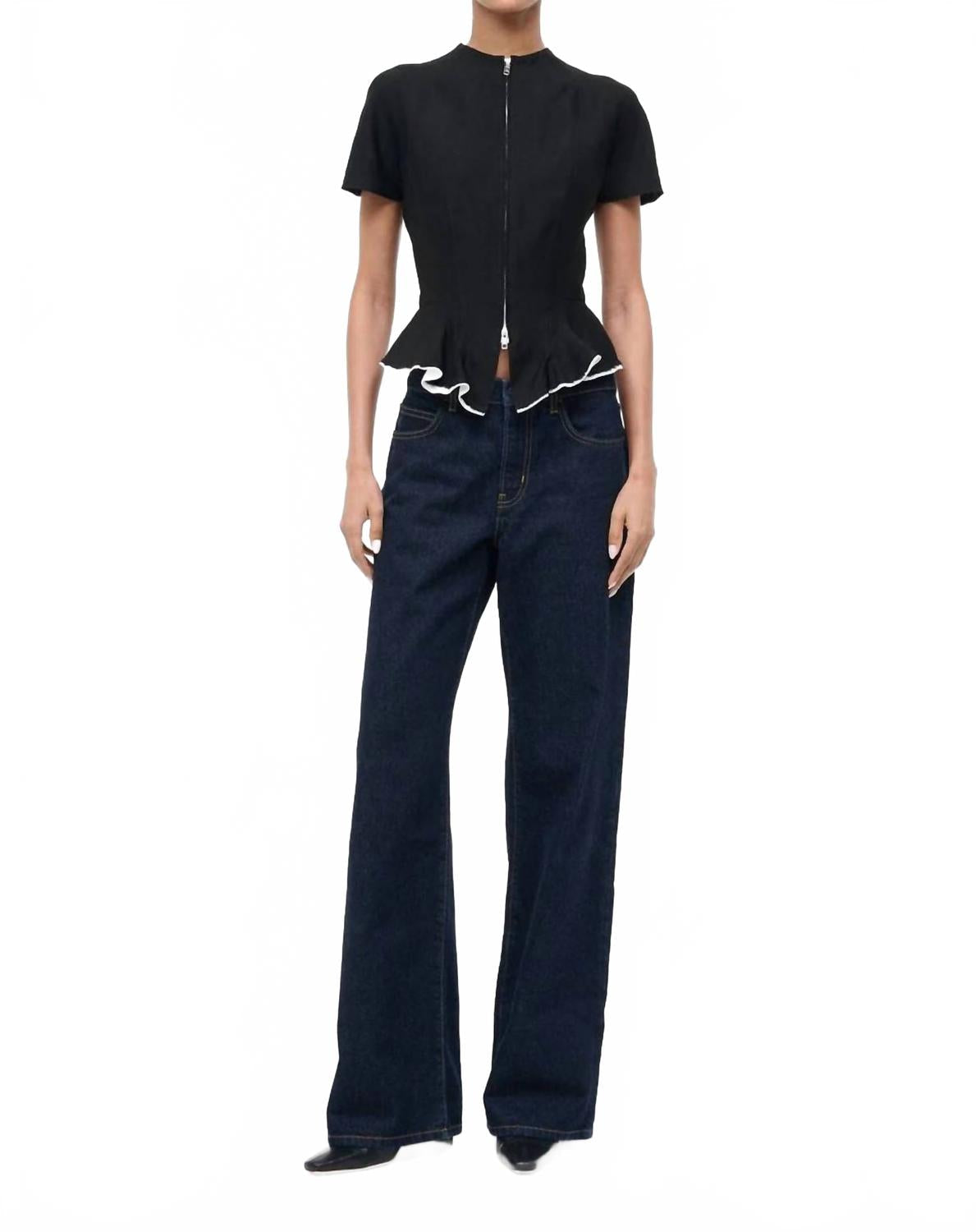 Maelle Silk Wool Top In Black
