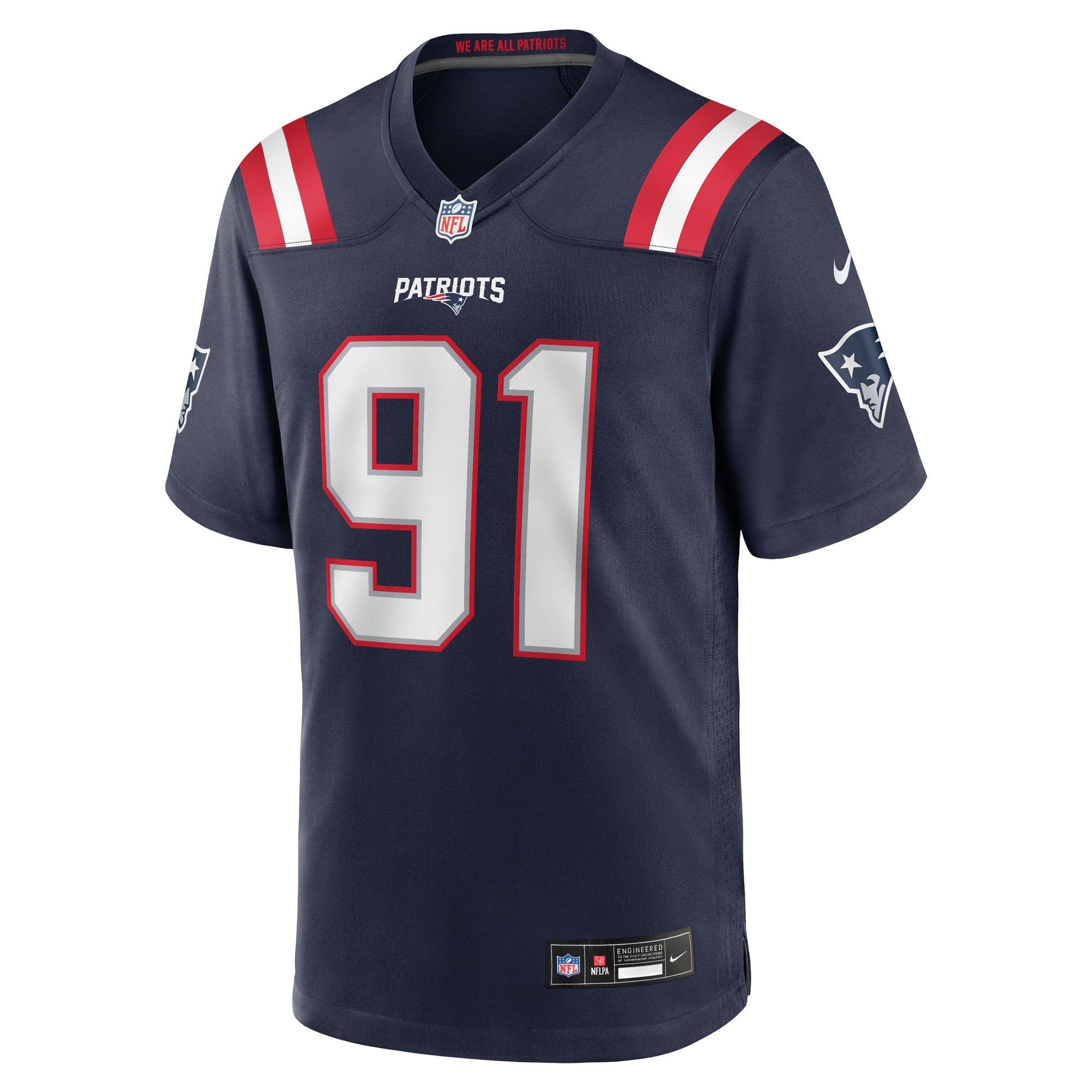 New England Patriots Elijah Ponder Navy Team Game Jersey