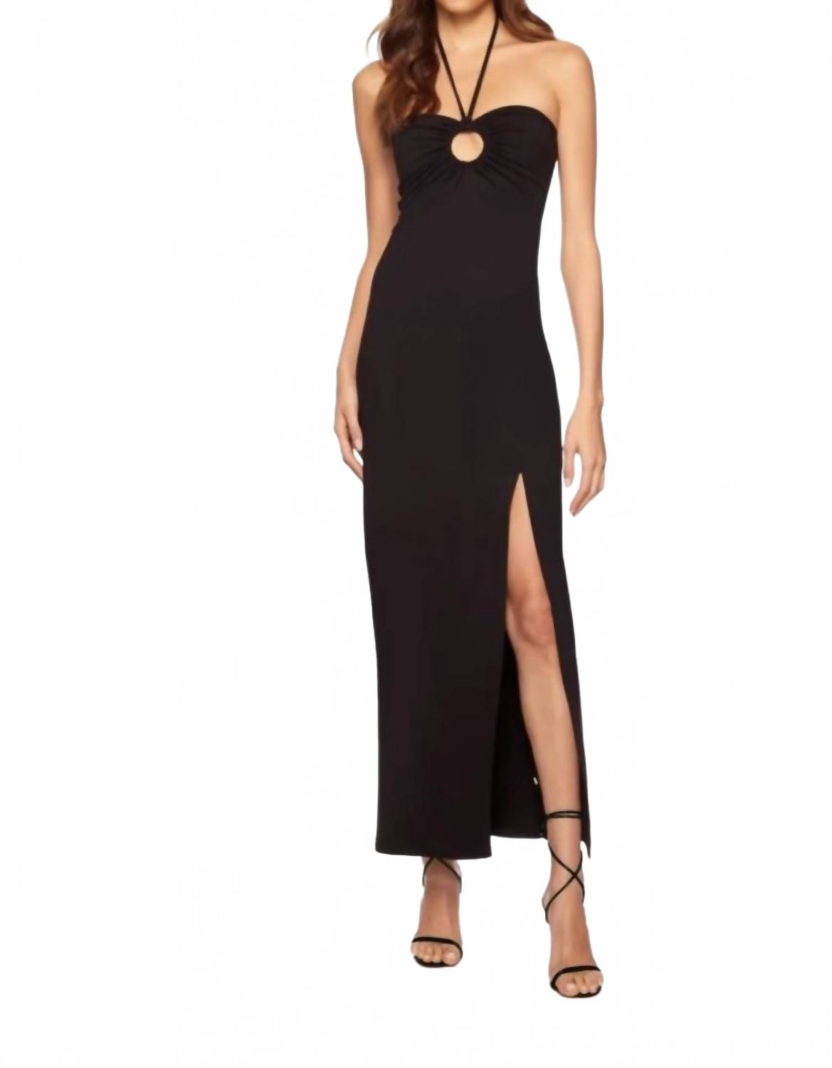 Halter Side Slit Maxi Dress In Midnight